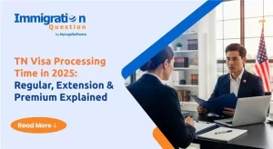 TN visa processing time 2025 chart for Canadian and Mexican professionals showing regular, extension, and premium options.