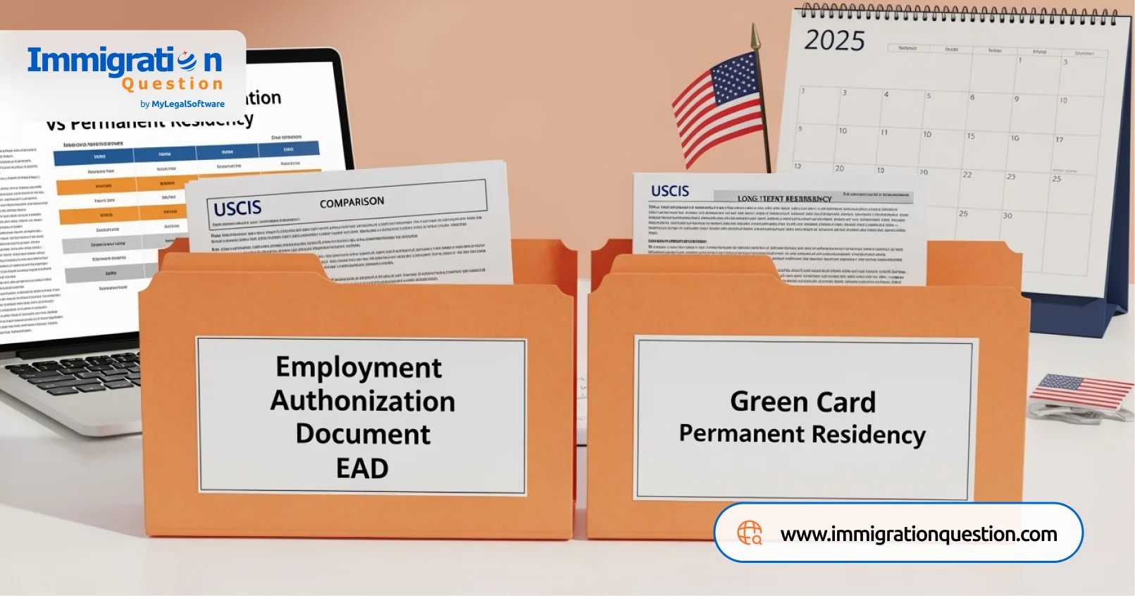 EAD and green card differ in purpose, rights, and validity.